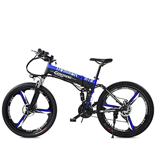 Electric Bike : GTYW, Electric, Folding, Bicycle, Mountain, Bicycle, Adult Moped, 70KM And 1W Km Free Charging Two Versions, Blue-60-70km