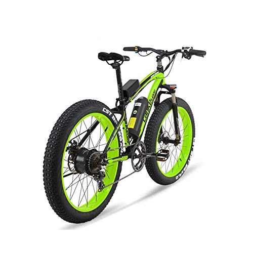 Electric Bike : GTYW Electric Folding Bicycle Mountain Bicycle Adult Power Electric Car 26 Inch Panasonic Lithium Battery Snow Beach Bicycle, Yellow-48V10ah