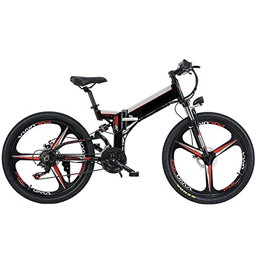 Electric Bike : GUI-Mask SDZXCElectric Mountain Bike Lithium Battery 48V Foldable Bicycle Battery Car Adult Before and After Mechanical Disc Brakes 26 Inch