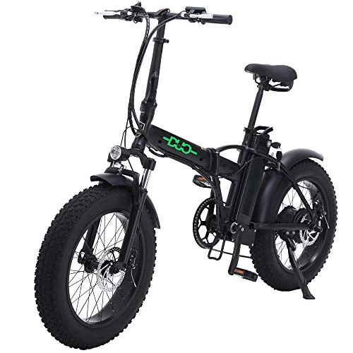 Electric Bike : GUNAI 20 inch Electric Snow Bike 500W Folding Mountain Bike with 48V 15AH Lithium Battery and Disc Brake (Black)