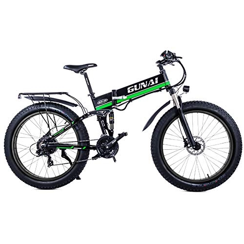 Electric Bike : GUNAI Electric Bike, 26 Inch 21 Speed Mountain Bike with 1000W Brushless Motor and Disc Brake(Green)