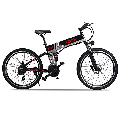 Electric Bike : GUNAI Electric Bike, 48V 500W Moutain Bike 21 Speeds 26 Inches with Removable New Energy Lithium Battery-Black