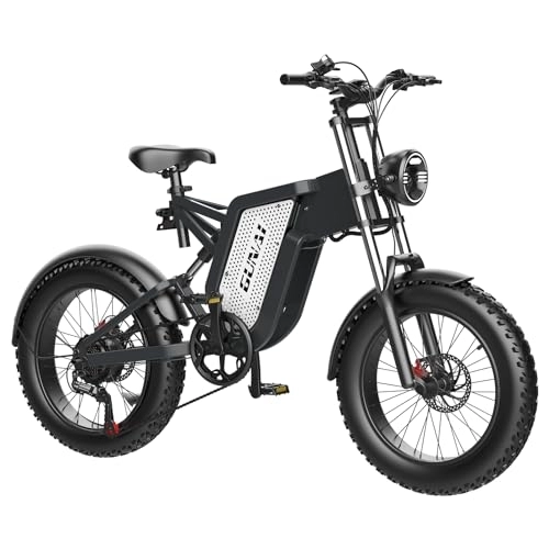 Electric Bike : GUNAI Electric Bikes for Adults 20" 4.0 Fat Electric Bike 48V 25AH Full Suspension Off-road Ebike with 7 Speed