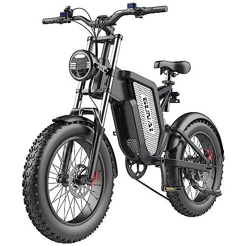 Electric Bike : GUNAI Electric Bikes for Adults 20inch Fat Tire Electric Motorbike 48V 25AH Full Suspension Off-road Ebike with 7 Speed