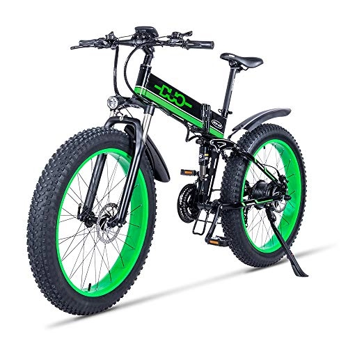 Electric Bike : GUNAI Folding Electric Bike, 1000W SHIMANO 21 Speed Fat Tire Mountain Bike with 48V Lithium Battery