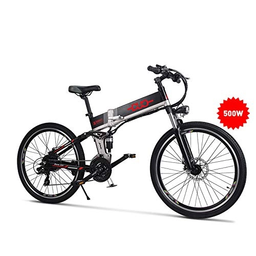 Electric Bike : GUNAI Folding Electric Mountain Bike 26 inch E-bike for Adult with 48V Lithium-lon Battery and 500W Power Motor 21 Speed