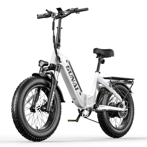 Electric Bike : GUNAI GN20 Electric Bike for Adults 20'' Fat Tire Step-Thru Commuter Ebike with 48V15AH Built-in Battery Folding Electric Bikes 7 Speed