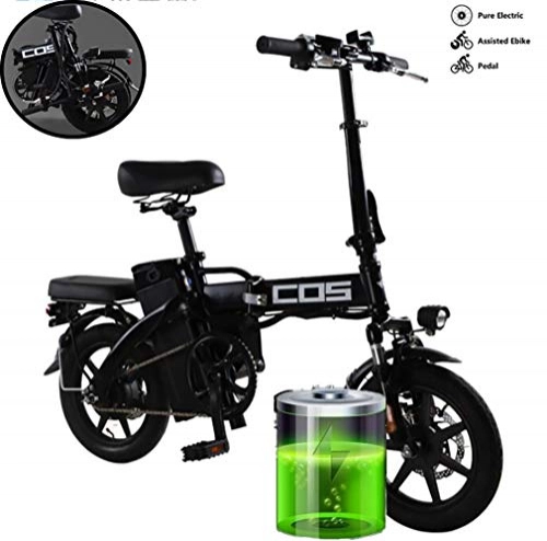 Electric Bike : GUOJIN 14 Inch Tires E-bike 3 Riding Modes 25km / h 20Ah Lithium Battery, Saddle Adjustable, Dual Disc Brakes Electric Bicycle for Commuting, Black