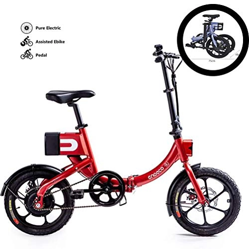 Electric Bike : GUOJIN 16" Electric Bike, Electric Bicycle with 250W Motor, 36V 8Ah Battery, Change Speed bike, Outdoor Urban Road Bikes, Red