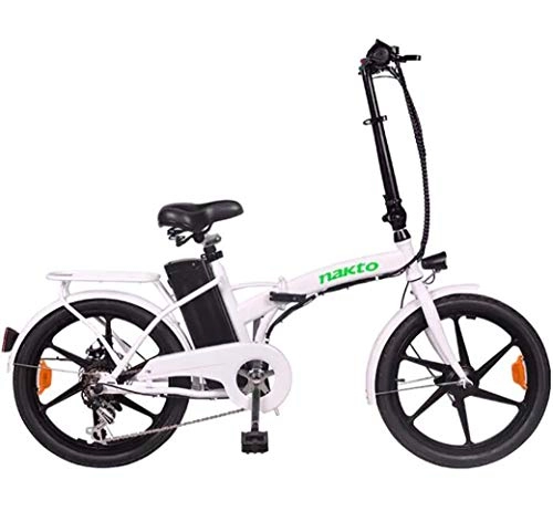 Electric Bike : GUOJIN 20 Inch Tires E-bike 3 Riding Modes 25km / h 10Ah Lithium Battery, Saddle Adjustable, Dual Disc Brakes Electric Bicycle for Commuting, White