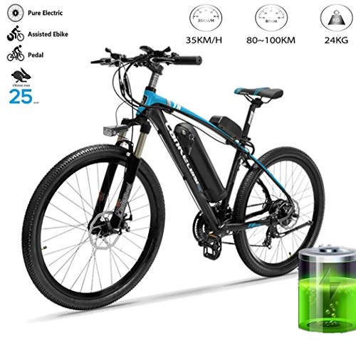 Electric Bike : GUOJIN 26 Inch Folding Power Assist Electric Bicycle, 400W 10.4Ah Lithium Battery Electric Bike with Front LED Light, Blue