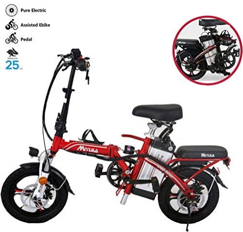Electric Bike : GUOJIN City Electric Bicycle Bike, Electric Commute Bicycle Ebike with 280W Motor and 48V 18Ah Lithium Battery, Three Modes (up to 25 km / h), Red