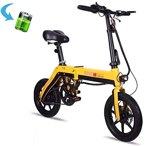 Electric Bike : GUOJIN Electric Bicycle, Foldable E-Bike for Adults, with 36V 8.0Ah Lithium Battery 250W Motor, Maximun Speed 25 Km / H 3 Riding Modes Load Capacity 120 Kg, Yellow
