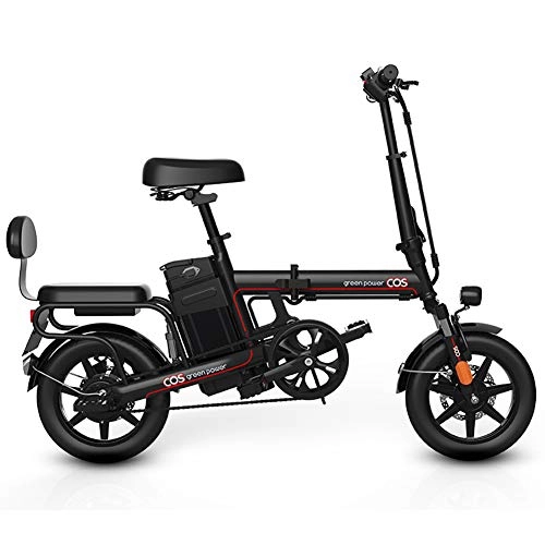 Electric Bike : GUOJIN Electric Bicycle Folding Electric Bikes 350W Brushless Motor, 48V 9.6AH Lithium-Ion Battery E Bike for Outdoor Cycling Travel Work Out And Commuting, Black