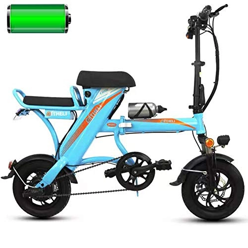 Electric Bike : GUOJIN Folding Electric Bicycle 12'' Electric Bike 350W Electric Bicycle with Removable 48V 11AH Lithium-Ion Battery, Speed 25 Km / H Load Capacity 150 Kg, Blue