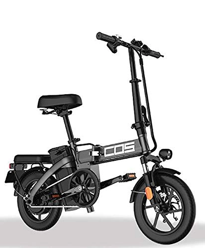 Electric Bike : GUOJIN Folding Electric Bicycle for Adults 350W Motor 48V Urban Commuter Folding E-Bike City Bicycle Max Speed 25 Km / H Load Capacity 150 Kg with Pedals Power Assist, Black