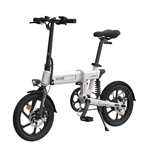 Electric Bike : GUOJIN Folding Electric Bike, 250W Aluminum Alloy Bicycle, E-Bike 80Km Mileage, Removable 36V / 10Ah Lithium-Ion Batter, 3 Riding Modes LCD Display, Max Speed 25Km / H, White