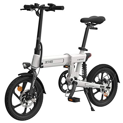 Electric Bike : GUOJIN Folding Electric Bike, 250W Aluminum Alloy Power Assist Bike, 36V / 10AH Lithium-Ion Battery, for Adult Men And Women, Increasing Mileage Up To 80 Km, White