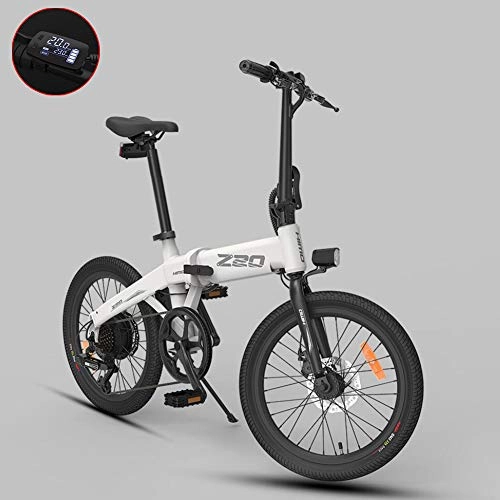 Electric Bike : GUOJIN Folding Electric Bike, Smart Mountain Bike for Adults, 250W Aluminum Alloy Bicycle Removable 36V / 10Ah Lithium-Ion Battery, 6 Speed LED Light, with 3 Riding Modes, White