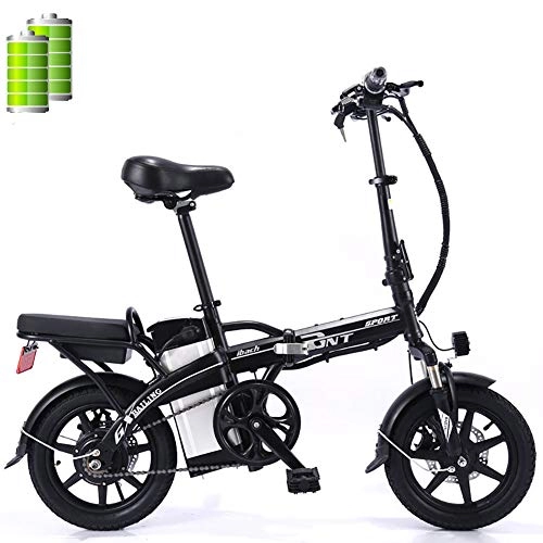 Electric Bike : GUOJIN Folding Electric Bike, Smart Mountain Bike for Adults, Lightweight Aluminum Folding Bikes with Pedals Power Assist And 48V 22AH Removable Lithium Ion Battery, Black