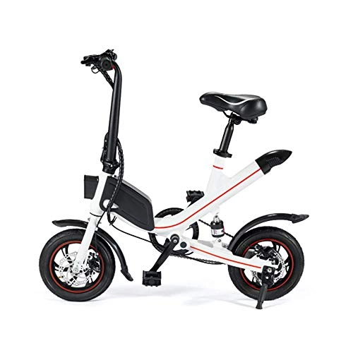 Electric Bike : GWYX Electric Bike Foldable, Battery 48V, Max Speed 15mph, Max Speed 25km / h, 14 inch Pneumatic Tyres, Motor 400W, Seat Adjustable, White-48v 10ah