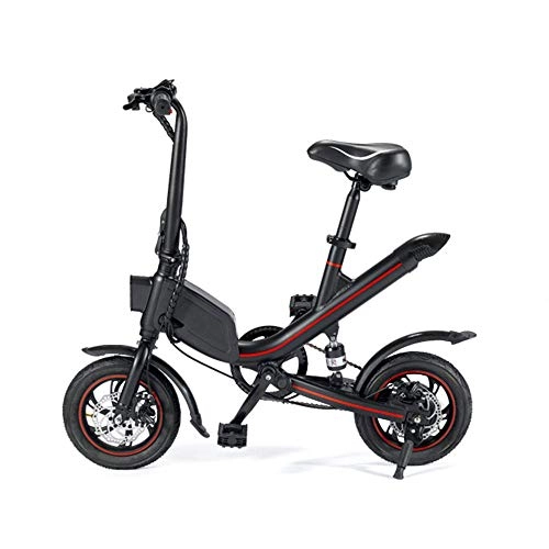 Electric Bike : GWYX Electric Bike Folding E-bike for adults, 14inch Wheel, Pedal Assist Commuter Cycling Bicycle, Maximum loading 150kg, Motor 350W, 2Ah Rechargeable Lithium Battery, Black-48v 15ah