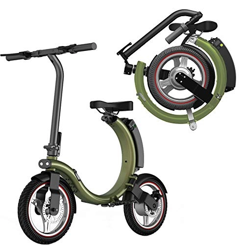 Electric Bike : GYFY Small folding electric bicycle lithium battery adult travel assist bicycle, Green