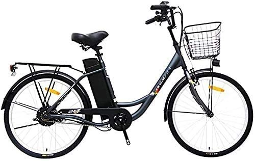 Electric Bike : GYL Electric Bicycle Adult Travel Convenient and Healthy Travel Carbon Steel 24 inch 250W 36V 10.4Ah Portable Battery Bicycle with Back Seat City, Grey