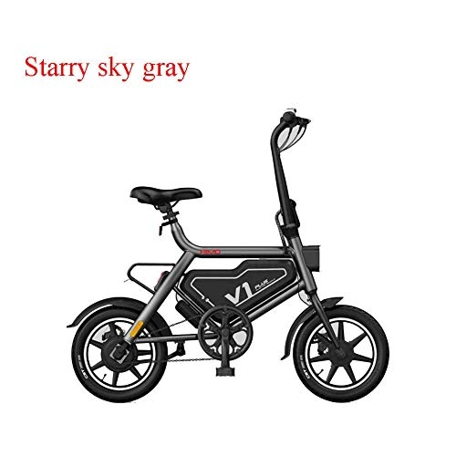 Electric Bike : GYL Electric Bicycle Foldable 14 Inch for Adult 250W Motor Dual Disc Brake System, Gray