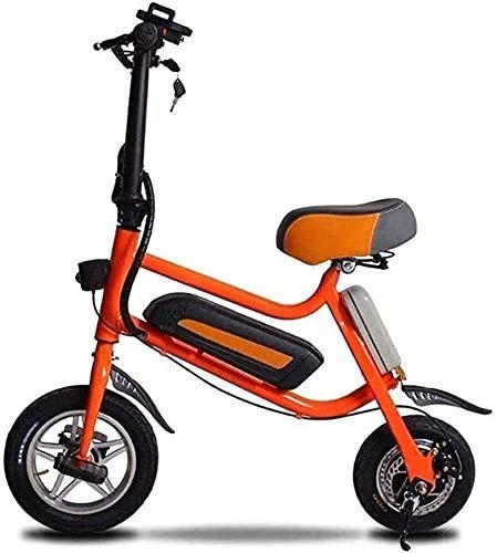 Electric Bike : GYL Electric Bicycle Folding Bicycle Battery Car Portable 12Inch 36V Bicycle with 10.4Ah Lithium Battery, Battery Car Carbon Steel Frame, 250W Load Capacity City, Orange, 50 km