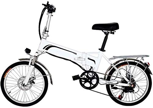 Electric Bike : GYL Electric Bicycle Folding Bike Commuter Bicycle Travel Convenience Adult 20 Inches with 48V 12.5Ah Battery Electric Commuter Bicycle Professional 7Speed Gear, White