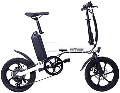 Electric Bike : GYL Electric Bicycle Mini Bicycle Scooter Adult Folding Bicycle with 36V 13Ah Lithium Battery Powerassisted Bicycle 6Speed Variable Speed Dual Hydraulic Disc Neutral Applicable City, White