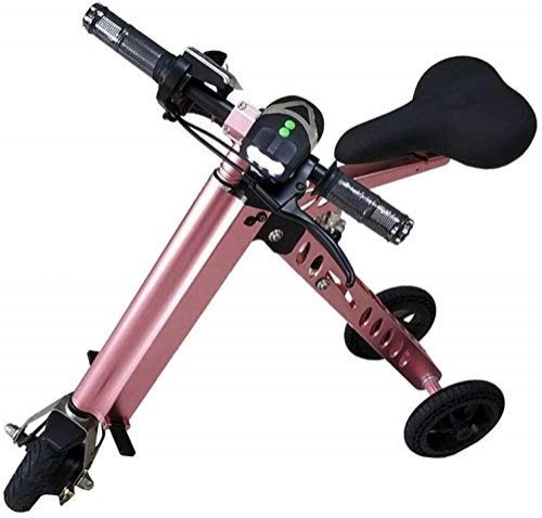 Electric Bike : GYL Electric Bicycle Scooter Folding Bike Tricycle Travel Portable Small Electric Battery Bike Weight 14 Kg with 3 Speed Limit 61220Km / H, Pink