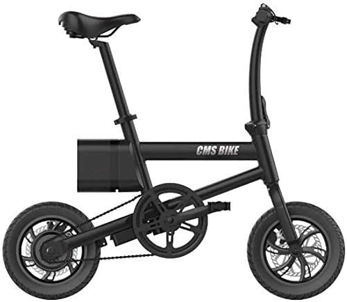Electric Bike : GYL Electric Bike City Bike Scooter Folding Bike 12Inch 36V Aluminum Alloy Electric Car with 6Ah Lithium Battery Power Indicator Dual Disc Brake Bike for Outdoor, Black