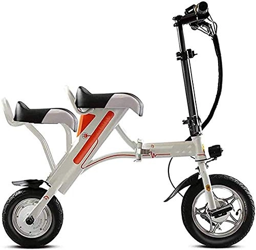 Electric Bike : GYL Electric Bike Folding Electric Bike Urban 12Inch Electric Bike 250W 36 V Lithium Battery Bike Dual Disc Brake with USB Charging Port Suitable for Urban Home Outdoor Commuting, White, 35KM