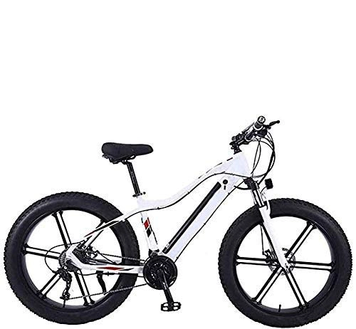 Electric Bike : GYL Electric Bike Mountain Bike Snowmobile 26 inch 36V 10Ah 350W Hidden Removable Lithium Battery Aluminum Alloy Thick Tire Suitable for Urban Outdoor Adult, White