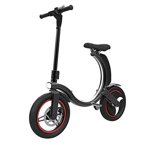 Electric Bike : H&BB Mini Electric Bikes, Fashion & Smart Electronic Vehicle Scooter Adult Bicycle With LED Lighting Collapsible Frame Travel Pedal Small Battery Car Electric Scooter, Black