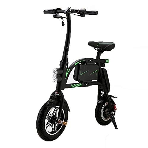 Electric Bike : H&BB Smart Electric Bicycle, Portable City Speed Bike Handlebars Foldable With LED Light Travel Pedal Small Battery Car Lightweight Adult Moped Rechargeable Battery, Black, Battery~8Ah