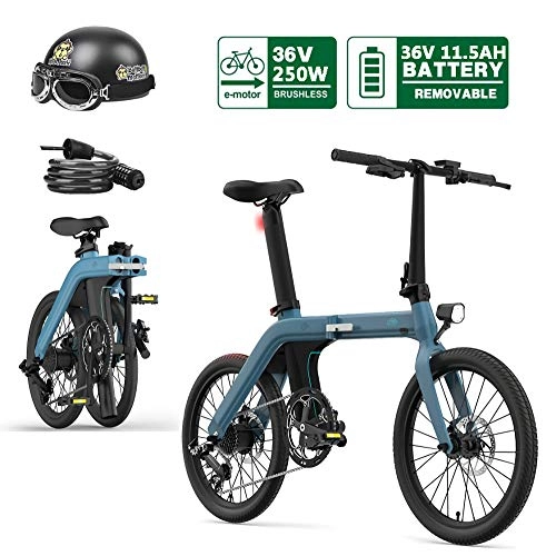 Electric Bike : H&G Electric Bikes for Adults, 20inch Folding e-bike 36V / 11.6AH High-Efficiency Lithium Battery Lightweight Magnesium Alloy Bike Frame(BLUE)