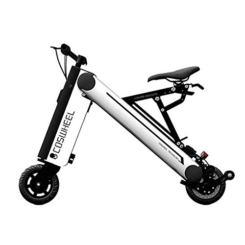 Electric Bike : H&RB Mini 350 W Electric Bicycle Fashionable Smart 1 Second Folding Electric Bicycle Foldable and Portable Wheels 8 Inches 36 V 10AH Connect Your Phone via Bluetooth, silver