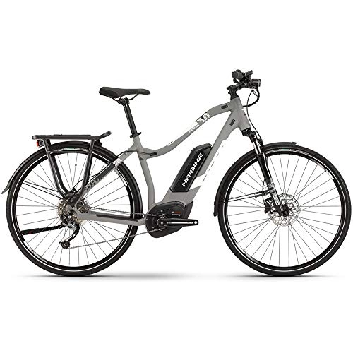 Electric Bike : HAIBIKE Sduro Trekking 3.0 Bosch Electric Bike 2019, Grau / Wei / Schwarz matt Damen, 28" Damen Trapez L / 52cm