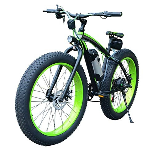 Electric Bike : HAOHAOWU Mountain Ebike, 26Inch Fat Tire Electric Bike Fat Tire Road Bicycle Snow Bike Pedals with Disc Brakes And Suspension Fork (Removable Lithium Battery)