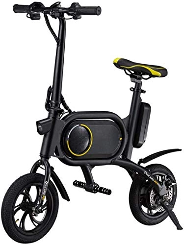 Electric Bike : Haojie 12 Inch Mini Folding Electric Car Double Disc Brake Travel Electric Bicycle Adult, C