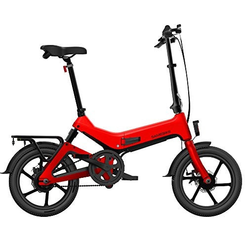 Electric Bike : Harwls Electric Folding Bike Bicycle Disk Brake Portable Adjustable for Cycling Outdoor red