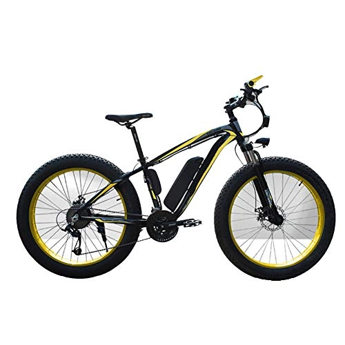 Electric Bike : Heatile Electric Bicycle 26 inch tire LEC LCD display 48V10AH lithium battery Front and rear mechanical disc brakes Removable battery Suitable for men and women, Yellow