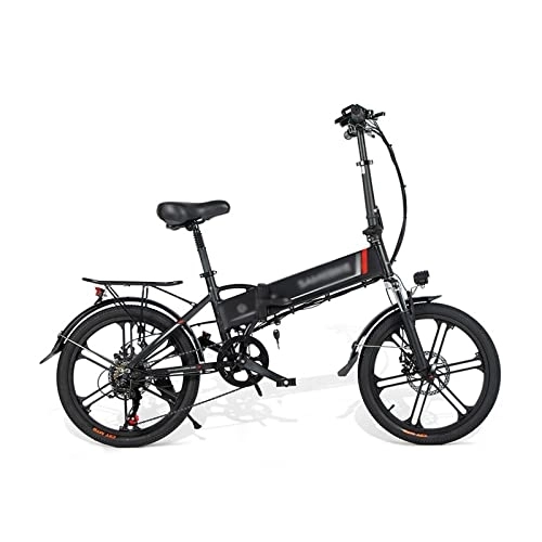 Electric Bike : HESNDddzxc Electric Bicycle 20 Inch Folding Electric Bicycle Lithium Battery Brake Variable Speed Folding Electric Bicycle (Color : Black)