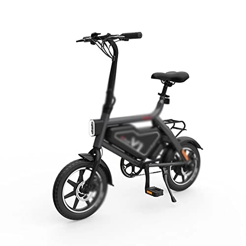 Electric Bike : HESNDddzxc Electric Bicycle Small Electric Bicycle Men and Women Lithium Battery Bicycle Long Battery Life and Foldable Electric Bike (Color : Black)