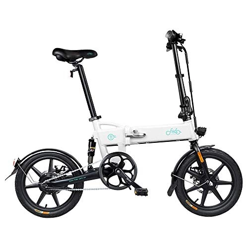 Electric Bike : HEWEI 16 inch e-bike 36V 250W foldable Pedal Assist e-bike with 7.8 Ah lithium-ion battery LED display. Light bike for teenagers and adults (white)