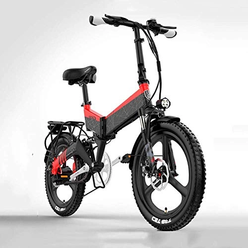 Electric Bike : HEWEI 20-inch electric mountain bikes male and female scooters for adults Foldable electric bikes Off-road long-distance electric bikes with removable lithium battery
