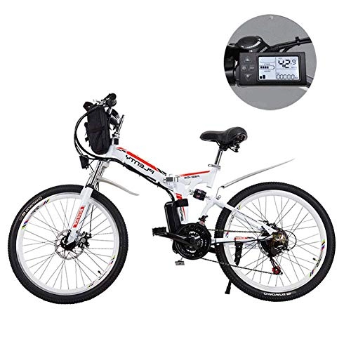 Electric Bike : HEWEI 24 inch electric mountain bikes removable lithium battery Mountain Electric folding bike with hanging bag Three riding modes Suitable for men and women